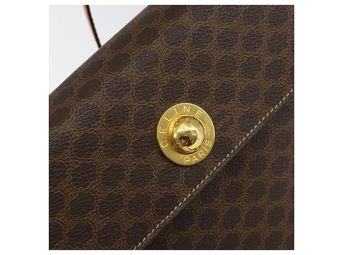 Céline Borsa a mano in tela Macadam CELINE in pelle PVC 2 in 1 marrone oro Auth 158705 D'oro - vista 20