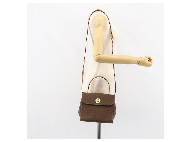 Céline Borsa a mano in tela Macadam CELINE in pelle PVC 2 in 1 marrone oro Auth 158705 D'oro - vista 26