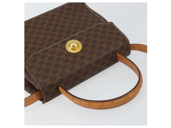Céline Borsa a mano in tela Macadam CELINE in pelle PVC 2 in 1 marrone oro Auth 158705 D'oro - vista 6