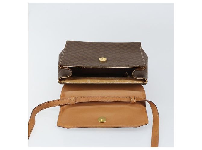 Céline Borsa a mano in tela Macadam CELINE in pelle PVC 2 in 1 marrone oro Auth 158705 D'oro - vista 9