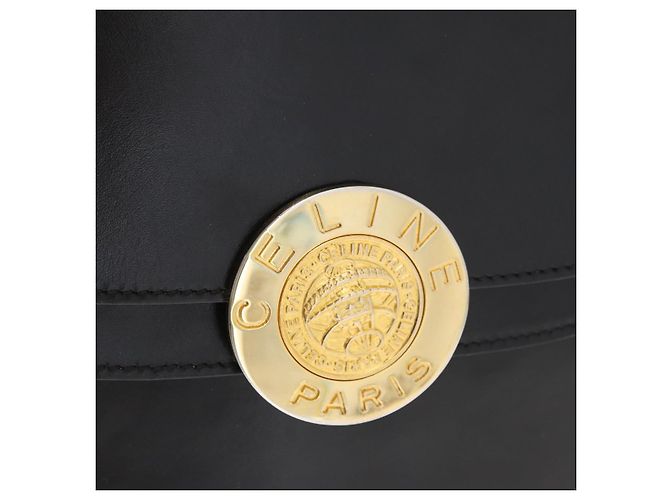 Céline Borsa Medallion in pelle nera e oro Auth 160819 Nero D'oro - vista 10