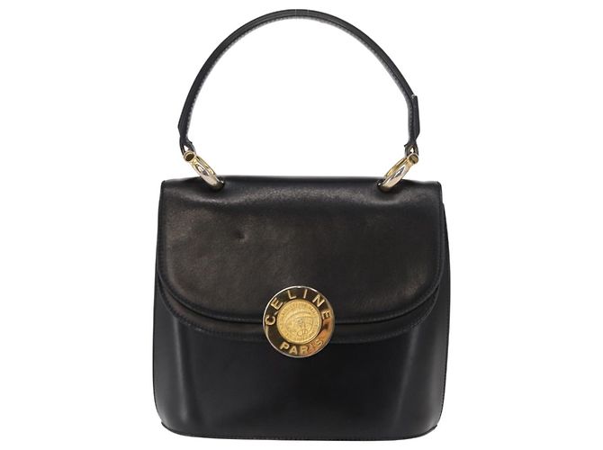 Céline Borsa Medallion in pelle nera e oro Auth 160819 Nero D'oro - vista 13