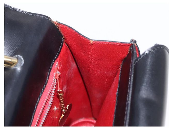 Céline Borsa Medallion in pelle nera e oro Auth 160819 Nero D'oro - vista 20