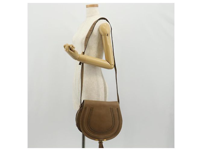 Chloé Borsa a Spalla Chloe Mercy in Pelle Beige Oro Auth am10151 D'oro - vista 26