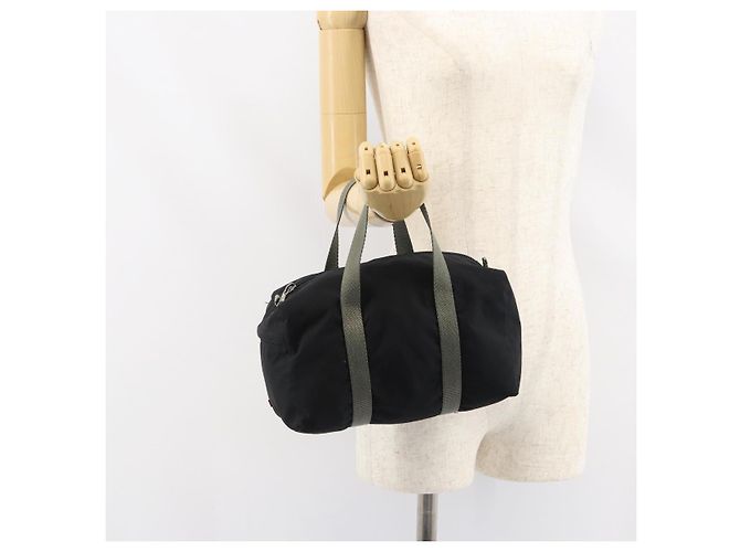 PRADA Borsa sportiva in nylon nera e argento Auth am10157 Nero - vista 20