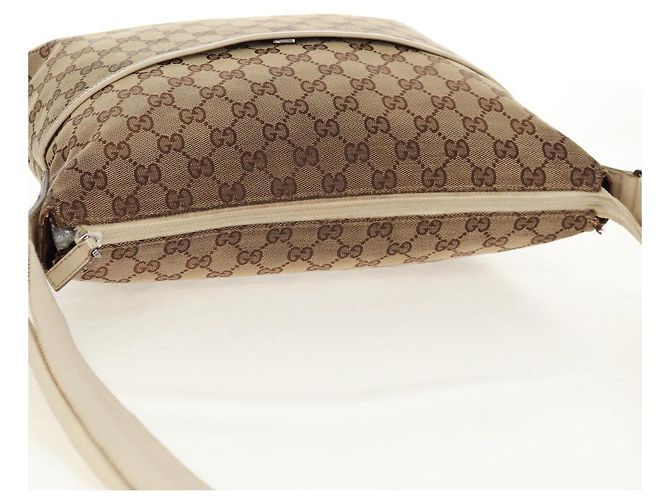 Borsa a Spalla GG Canvas Gucci Beige Argento 145856 Auth bs31883 - vista 14