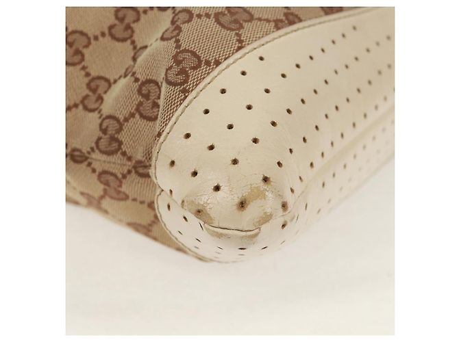 Borsa a Spalla GG Canvas Gucci Beige Argento 145856 Auth bs31883 - vista 17