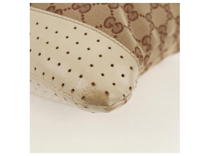 Borsa a Spalla GG Canvas Gucci Beige Argento 145856 Auth bs31883 - vista 18