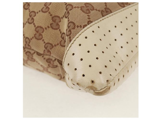 Borsa a Spalla GG Canvas Gucci Beige Argento 145856 Auth bs31883 - vista 19