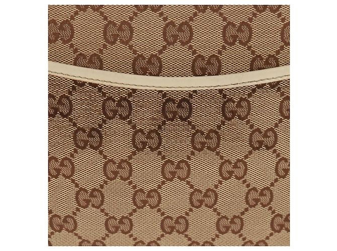 Borsa a Spalla GG Canvas Gucci Beige Argento 145856 Auth bs31883 - vista 2