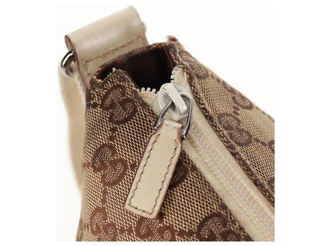 Borsa a Spalla GG Canvas Gucci Beige Argento 145856 Auth bs31883 - vista 21