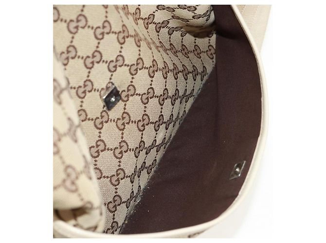 Borsa a Spalla GG Canvas Gucci Beige Argento 145856 Auth bs31883 - vista 27