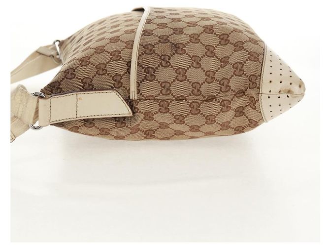 Borsa a Spalla GG Canvas Gucci Beige Argento 145856 Auth bs31883 - vista 4
