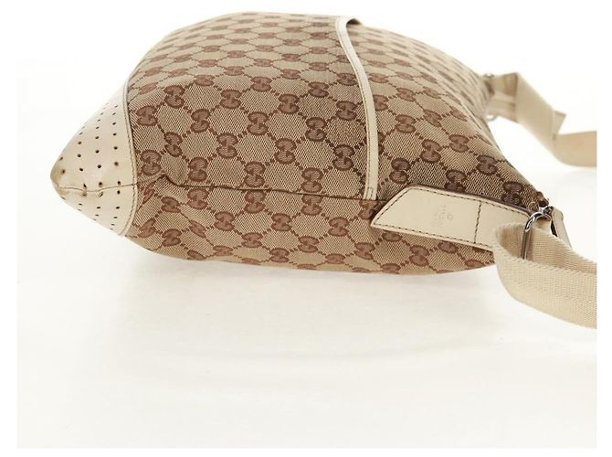 Borsa a Spalla GG Canvas Gucci Beige Argento 145856 Auth bs31883 - vista 5
