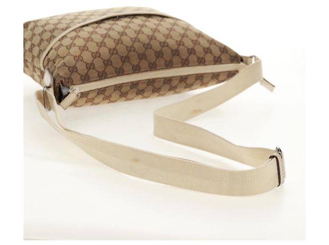 Borsa a Spalla GG Canvas Gucci Beige Argento 145856 Auth bs31883 - vista 8