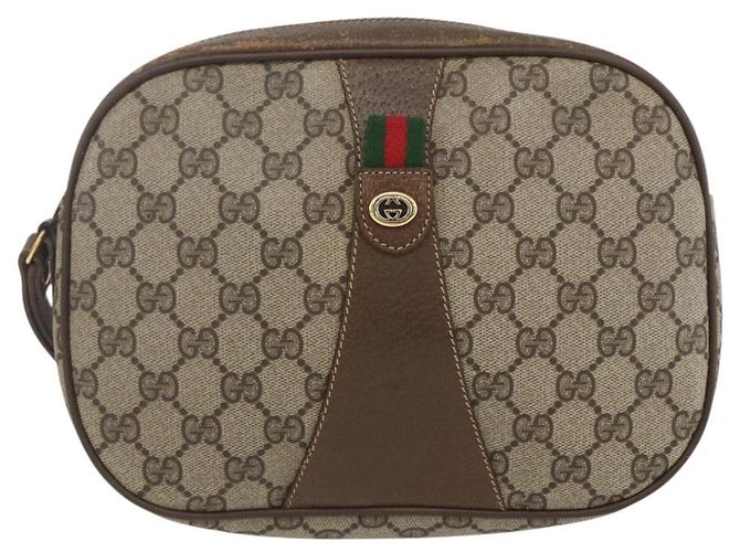 GUCCI GG Supreme Web Sherry Line Clutch Bag PVC Beige Oro 89 01 034 Auth 158515 - vista 13