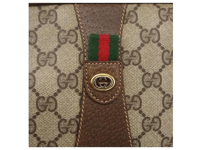 GUCCI GG Supreme Web Sherry Line Clutch Bag PVC Beige Oro 89 01 034 Auth 158515 - vista 18