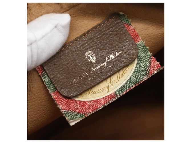 GUCCI GG Supreme Web Sherry Line Clutch Bag PVC Beige Oro 89 01 034 Auth 158515 - vista 19