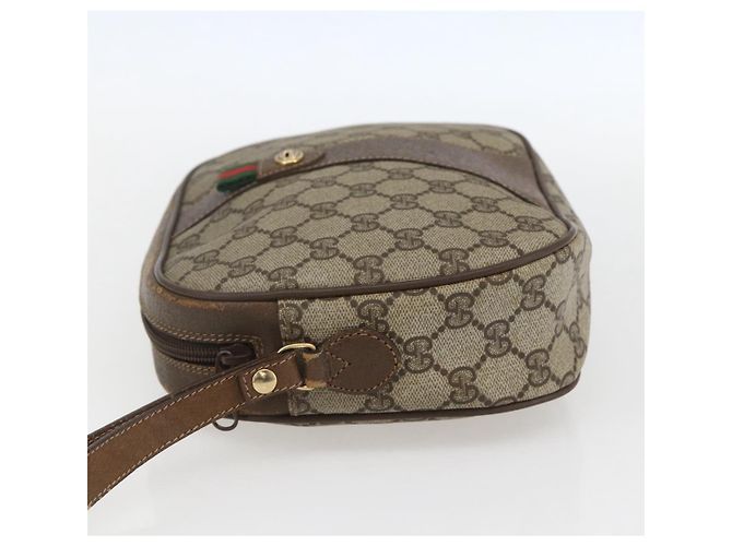 GUCCI GG Supreme Web Sherry Line Clutch Bag PVC Beige Oro 89 01 034 Auth 158515 - vista 3