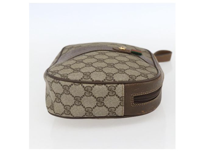GUCCI GG Supreme Web Sherry Line Clutch Bag PVC Beige Oro 89 01 034 Auth 158515 - vista 4