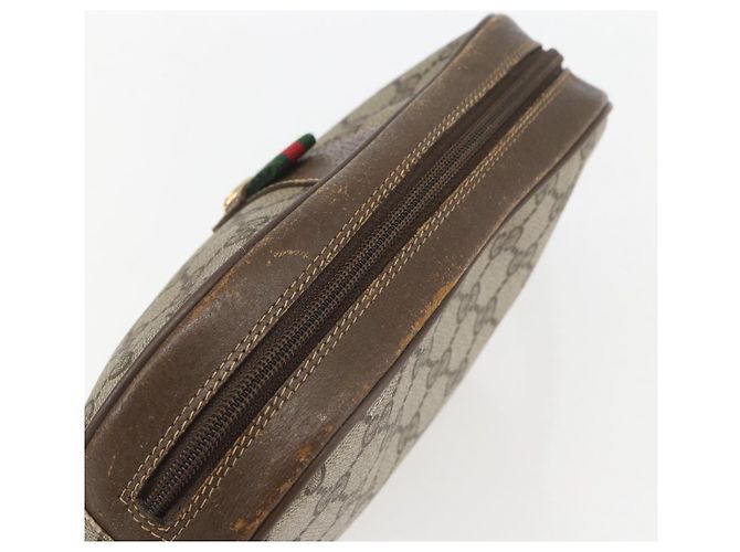 GUCCI GG Supreme Web Sherry Line Clutch Bag PVC Beige Oro 89 01 034 Auth 158515 - vista 6