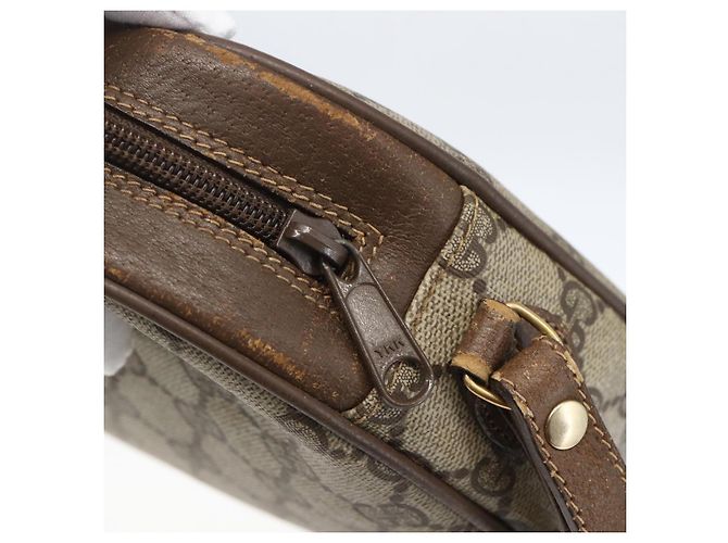 GUCCI GG Supreme Web Sherry Line Clutch Bag PVC Beige Oro 89 01 034 Auth 158515 - vista 9