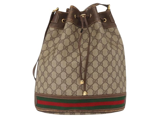 Borsa Sherry Line GG Supreme Web di GUCCI in PVC beige e rosso 41 02 085 Auth 156905 - vista 13