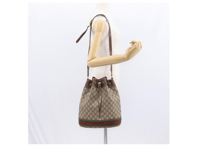 Borsa Sherry Line GG Supreme Web di GUCCI in PVC beige e rosso 41 02 085 Auth 156905 - vista 22