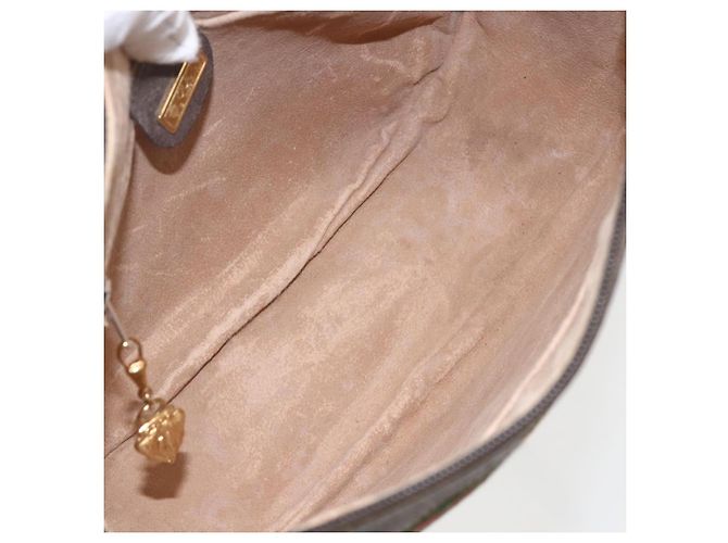 Borsa a Spalla Gucci GG Supreme Web Sherry Line PVC Beige Oro Auth 160559 D'oro - vista 11