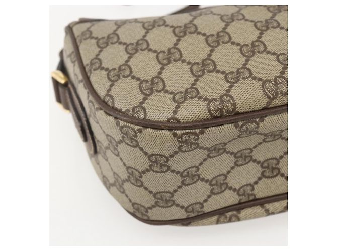 Borsa a Spalla Gucci GG Supreme Web Sherry Line PVC Beige Oro Auth 160559 D'oro - vista 14