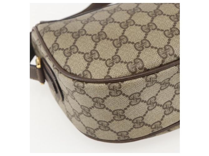 Borsa a Spalla Gucci GG Supreme Web Sherry Line PVC Beige Oro Auth 160559 D'oro - vista 16