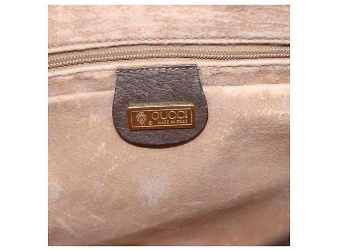 Borsa a Spalla Gucci GG Supreme Web Sherry Line PVC Beige Oro Auth 160559 D'oro - vista 18