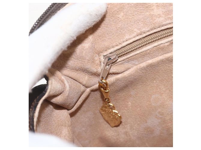 Borsa a Spalla Gucci GG Supreme Web Sherry Line PVC Beige Oro Auth 160559 D'oro - vista 19