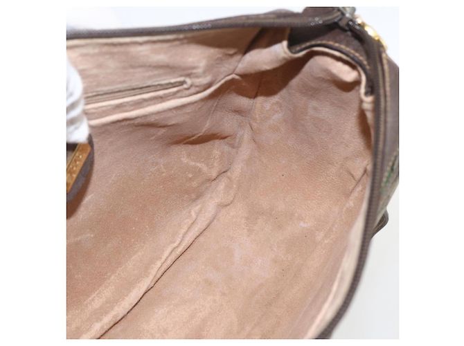 Borsa a Spalla Gucci GG Supreme Web Sherry Line PVC Beige Oro Auth 160559 D'oro - vista 20