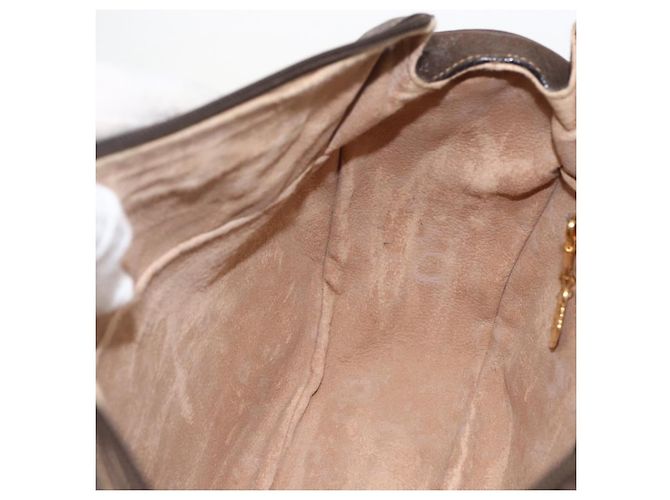 Borsa a Spalla Gucci GG Supreme Web Sherry Line PVC Beige Oro Auth 160559 D'oro - vista 21