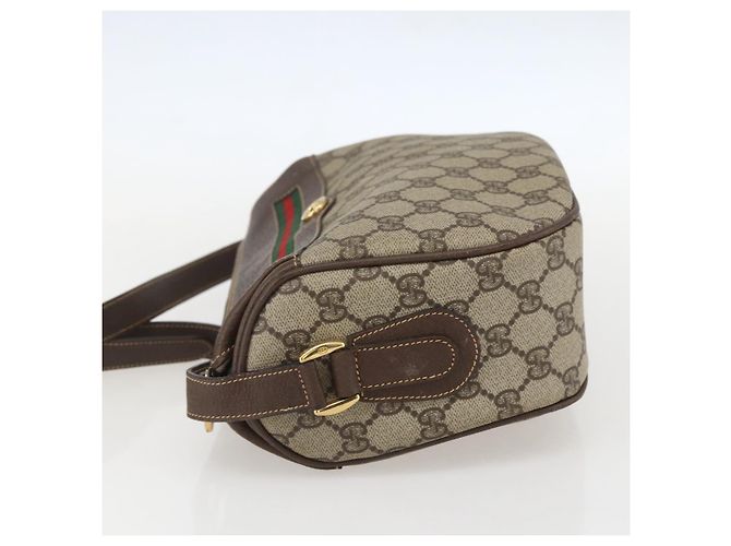 Borsa a Spalla Gucci GG Supreme Web Sherry Line PVC Beige Oro Auth 160559 D'oro - vista 3