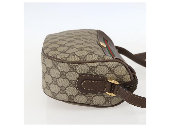 Borsa a Spalla Gucci GG Supreme Web Sherry Line PVC Beige Oro Auth 160559 D'oro - vista 4
