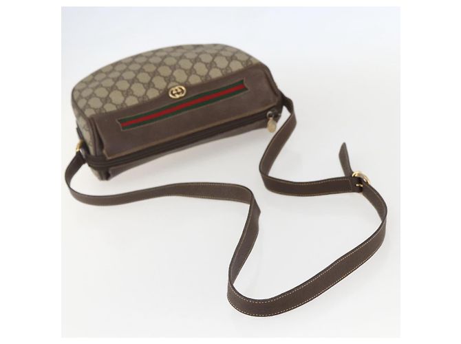 Borsa a Spalla Gucci GG Supreme Web Sherry Line PVC Beige Oro Auth 160559 D'oro - vista 7