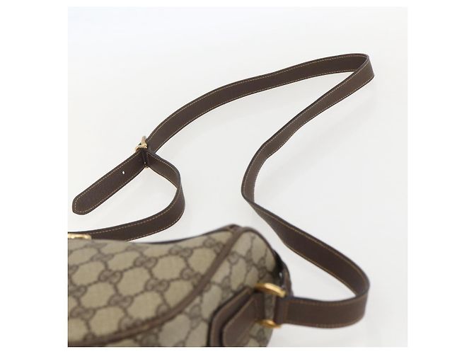 Borsa a Spalla Gucci GG Supreme Web Sherry Line PVC Beige Oro Auth 160559 D'oro - vista 8