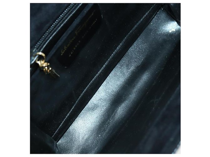 Borsa Gucci Bamboo Salvatore Ferragamo in pelle scamosciata 2 pezzi Nero Marrone Auth 154197 - vista 8