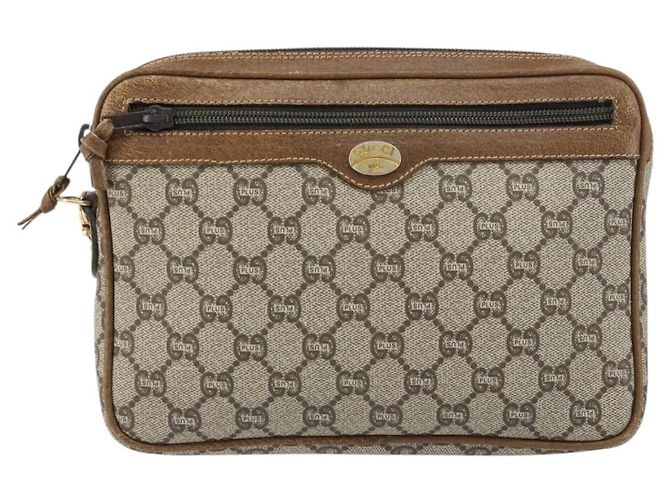 GUCCI GG Plus Supreme Clutch Bag PVC Beige Oro Auth bs31804 D'oro - vista 13