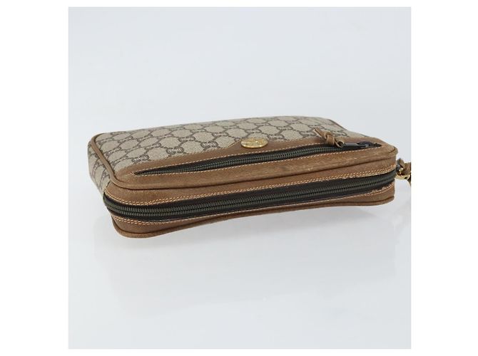 GUCCI GG Plus Supreme Clutch Bag PVC Beige Oro Auth bs31804 D'oro - vista 5