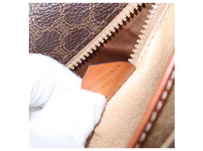 Céline Sac à épaule en toile Macadam CELINE en cuir PVC marron doré Auth 157008 - vue 12