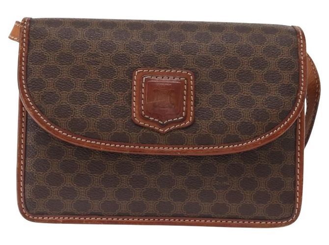 Céline Sac à épaule en toile Macadam CELINE en cuir PVC marron doré Auth 157008 - vue 13