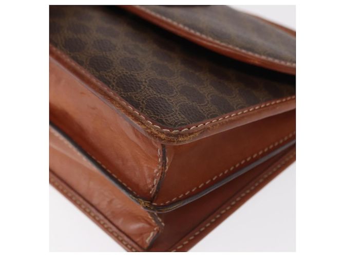 Céline Sac à épaule en toile Macadam CELINE en cuir PVC marron doré Auth 157008 - vue 15