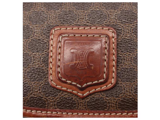 Céline Sac à épaule en toile Macadam CELINE en cuir PVC marron doré Auth 157008 - vue 18