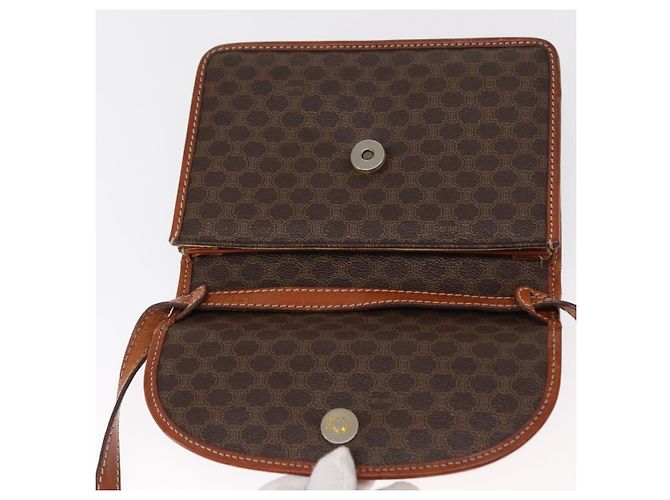 Céline Sac à épaule en toile Macadam CELINE en cuir PVC marron doré Auth 157008 - vue 19