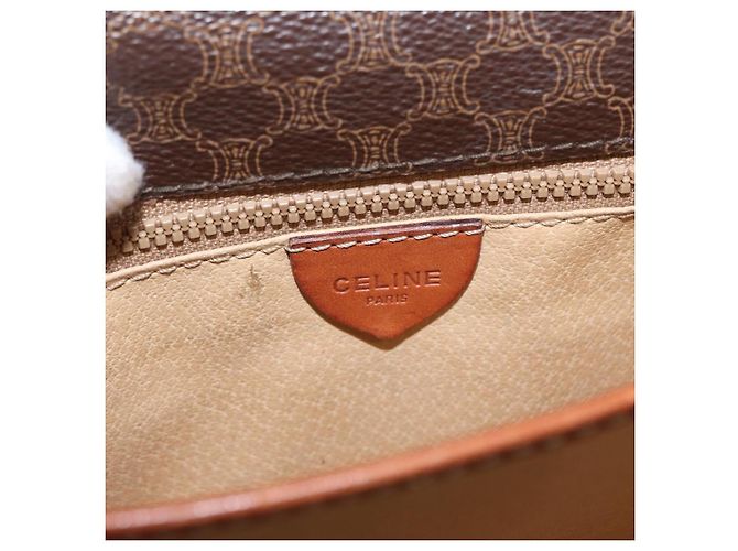 Céline Sac à épaule en toile Macadam CELINE en cuir PVC marron doré Auth 157008 - vue 20