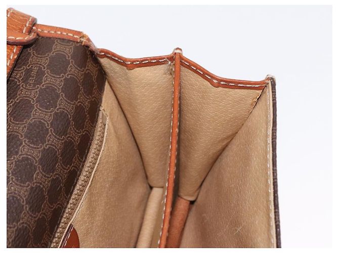 Céline Sac à épaule en toile Macadam CELINE en cuir PVC marron doré Auth 157008 - vue 21