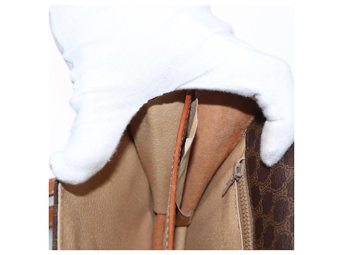 Céline Sac à épaule en toile Macadam CELINE en cuir PVC marron doré Auth 157008 - vue 22